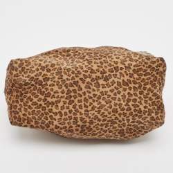 Pre Owned Bottega Veneta Brown Leopard Print Nylon Pouch