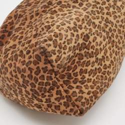 Pre Owned Bottega Veneta Brown Leopard Print Nylon Pouch