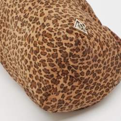 Pre Owned Bottega Veneta Brown Leopard Print Nylon Pouch