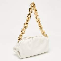 Bottega Veneta White Leather The Chain Pouch Bag