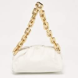 Bottega Veneta White Leather The Chain Pouch Bag