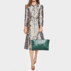 مملوكة مسبقًا Bottega Veneta Dark Green Intreccio Leather Small Arco Tote