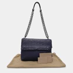 Bottega Veneta Blue Intrecciato Leather Medium Olimpia Shoulder Bag