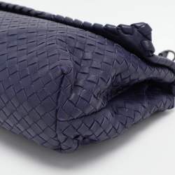 Bottega Veneta Blue Intrecciato Leather Medium Olimpia Shoulder Bag