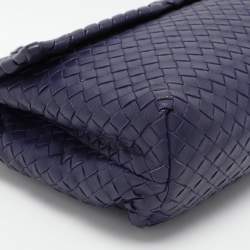 Bottega Veneta Blue Intrecciato Leather Medium Olimpia Shoulder Bag