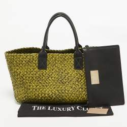 Pre Owned Bottega Veneta Green/Black Intrecciato Leather Limited Edition 302/750 Cabat Tote