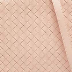 Bottega Veneta Blush Pink Intrecciato Leather Flap Crossbody Bag