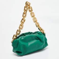 Bottega Veneta Green Leather The Chain Pouch Bag