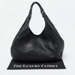 Pre Owned Bottega Veneta Black Intrecciato Leather Campana Hobo