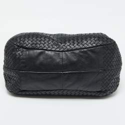 Pre Owned Bottega Veneta Black Intrecciato Leather Campana Hobo