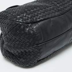 Pre Owned Bottega Veneta Black Intrecciato Leather Campana Hobo
