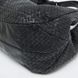 Pre Owned Bottega Veneta Black Intrecciato Leather Campana Hobo