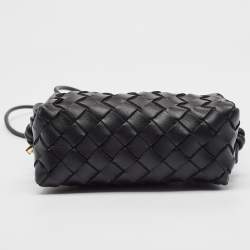 Pre Owned Bottega Veneta Black Intrecciato Leather Mini Loop Camera Bag