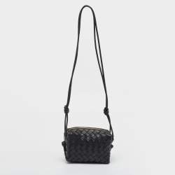 Pre Owned Bottega Veneta Black Intrecciato Leather Mini Loop Camera Bag