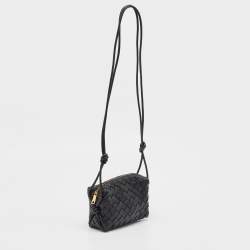 Pre Owned Bottega Veneta Black Intrecciato Leather Mini Loop Camera Bag