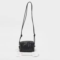 Pre Owned Bottega Veneta Black Intrecciato Leather Mini Loop Camera Bag