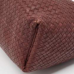 Pre Owned Bottega Veneta Burgundy Intrecciato Leather Sloane Hobo