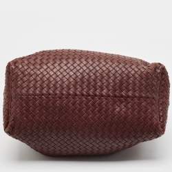 Pre Owned Bottega Veneta Burgundy Intrecciato Leather Sloane Hobo