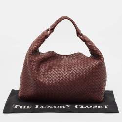 Pre Owned Bottega Veneta Burgundy Intrecciato Leather Sloane Hobo
