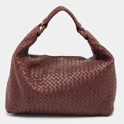 Pre Owned Bottega Veneta Burgundy Intrecciato Leather Sloane Hobo