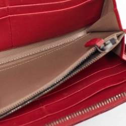 Bottega Veneta Red Crocodile Zip Around Wallet