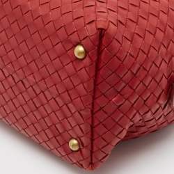 Bottega Veneta Red Intrecciato Leather Montaigne Satchel