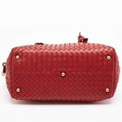 Bottega Veneta Red Intrecciato Leather Montaigne Satchel