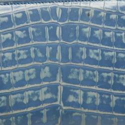 Bottega Veneta Blue Crocodile Zip Around Wallet
