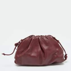 Pre Owned Bottega Veneta Bordeaux Leather Mini The Pouch Bag