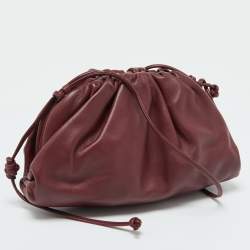 Pre Owned Bottega Veneta Bordeaux Leather Mini The Pouch Bag