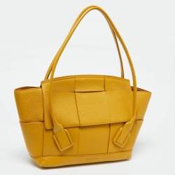 Bottega Veneta Yellow Leather Maxi Intrecciato Arco 33 Bag