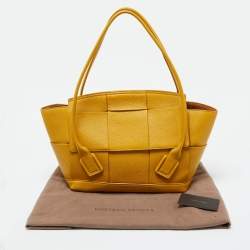 Bottega Veneta Yellow Leather Maxi Intrecciato Arco 33 Bag