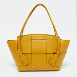 Bottega Veneta Yellow Leather Maxi Intrecciato Arco 33 Bag