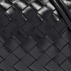 Pre Owned Bottega Veneta Black Glossy Intrecciato Leather Mini Loop Camera Bag