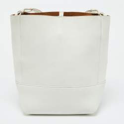 Pre Owned Bottega Veneta White Leather Shoulder Bag