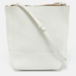 Pre Owned Bottega Veneta White Leather Shoulder Bag