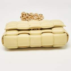 Bottega Veneta Yellow Intrecciato Leather Padded Cassette Chain Bag