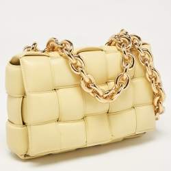 Bottega Veneta Yellow Intrecciato Leather Padded Cassette Chain Bag