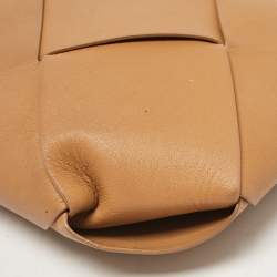 Pre Owned Bottega Veneta Brown Intrecciato Leather Blown Up Clutch