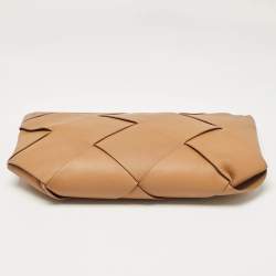 Pre Owned Bottega Veneta Brown Intrecciato Leather Blown Up Clutch