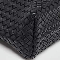 Pre Owned Bottega Veneta Black Intrecciato Leather Mini Cabat Tote