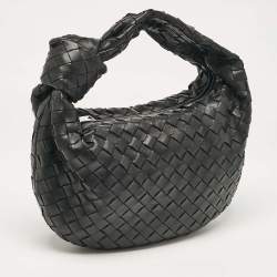 Pre Owned Bottega Veneta Black Intrecciato Leather Teen Jodie Hobo