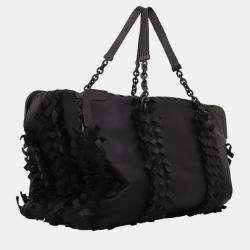 Bottega Veneta Black Leather Spring 2013 Intrecciato Fringe Tote Bag 