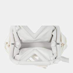 Bottega Veneta White Fabric and Leather Point Shoulder Bag