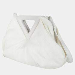 Bottega Veneta White Fabric and Leather Point Shoulder Bag