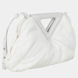 Bottega Veneta White Fabric and Leather Point Shoulder Bag