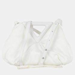 Bottega Veneta White Fabric and Leather Point Shoulder Bag