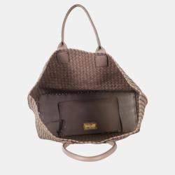 Pre Owned Bottega Veneta Brown Classic Intrecciato Large Cabat Bag