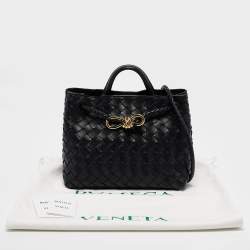 Bottega Veneta Black Intrecciato Leather Small Andiamo Top Handle Bag