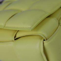 Bottega Veneta Lambskin Yellow Intrecciato Chain Cassette Shoulder Bag